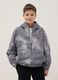 Grey mixed regular fit rain jacket with hood for boys_0
