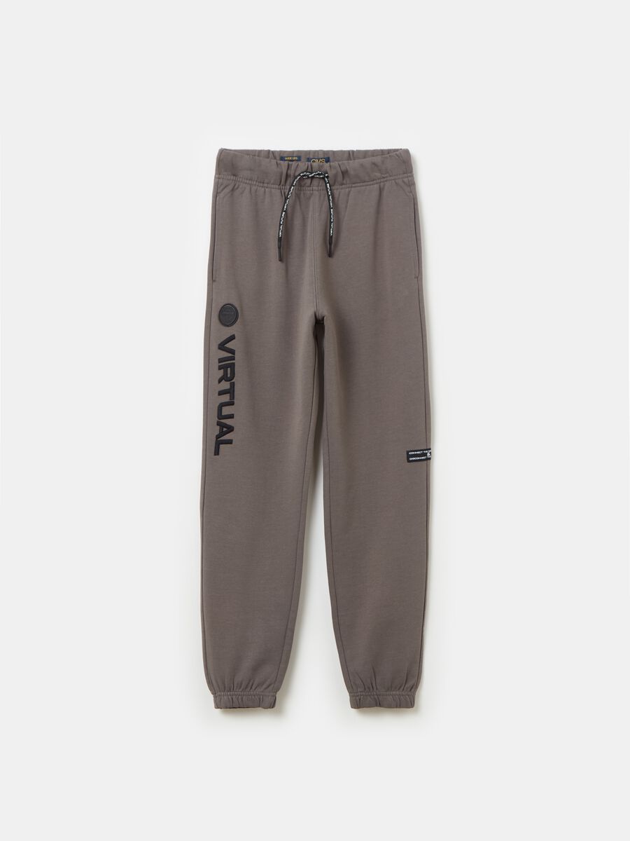 Wide-leg joggers with lettering embroidery_0