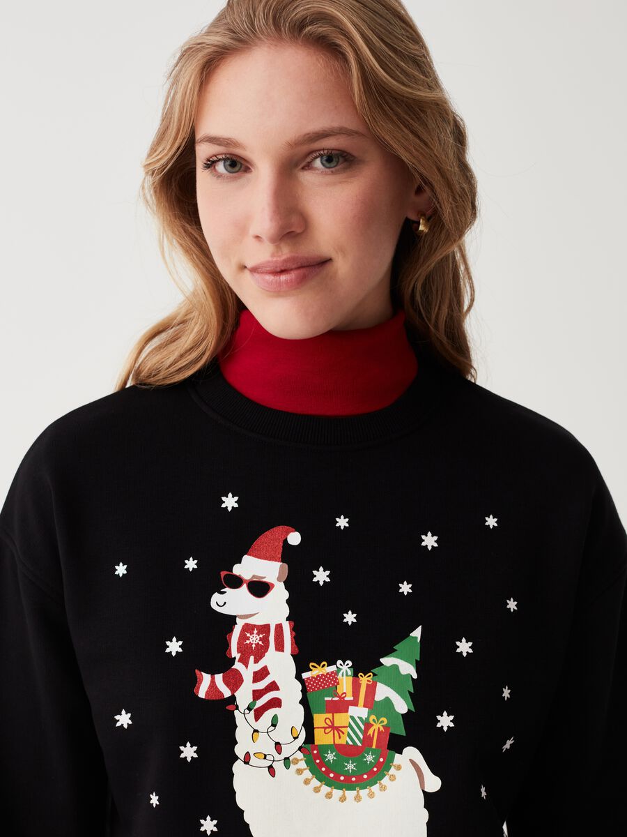 Sweatshirt with Christmas alpaca print_1