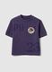 T-shirt roxo de puro algod&atilde;o para crian&ccedil;as, corte regular com patch_0