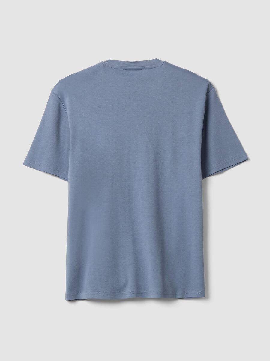 Blaues T-Shirt aus reiner Baumwolle mit kurzen &Auml;rmeln im Relaxed Fit_1
