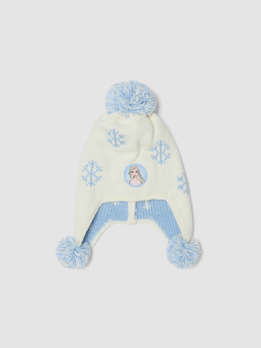Cappello bianco in maglia con paraorecchie e pompon Frozen_0