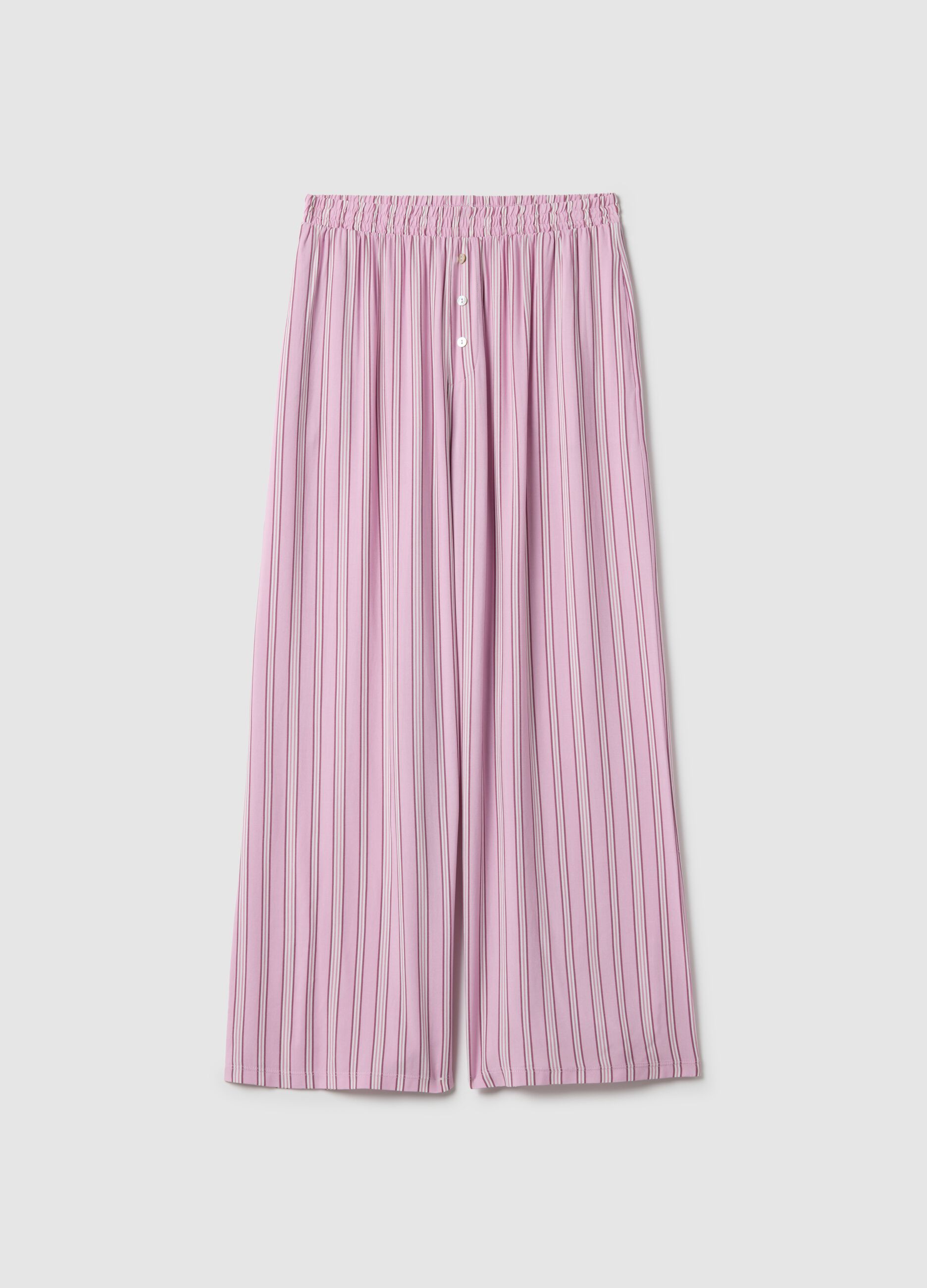 Regular fit pink striped pure viscose pyjama trousers