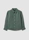 Green pure linen kids&rsquo; shirt with an oversized fit_3