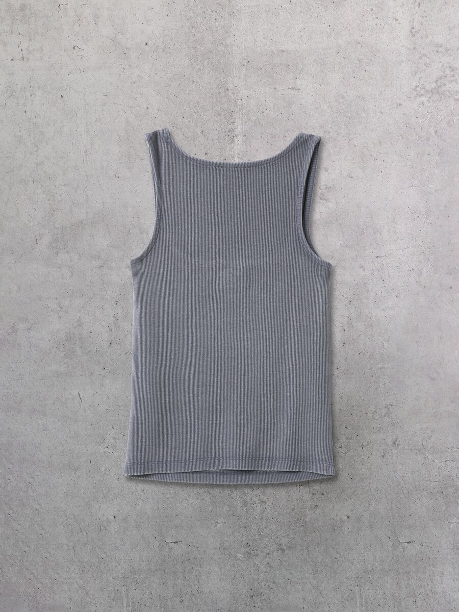 Vintage Grey Square-Neck Tank Top_5