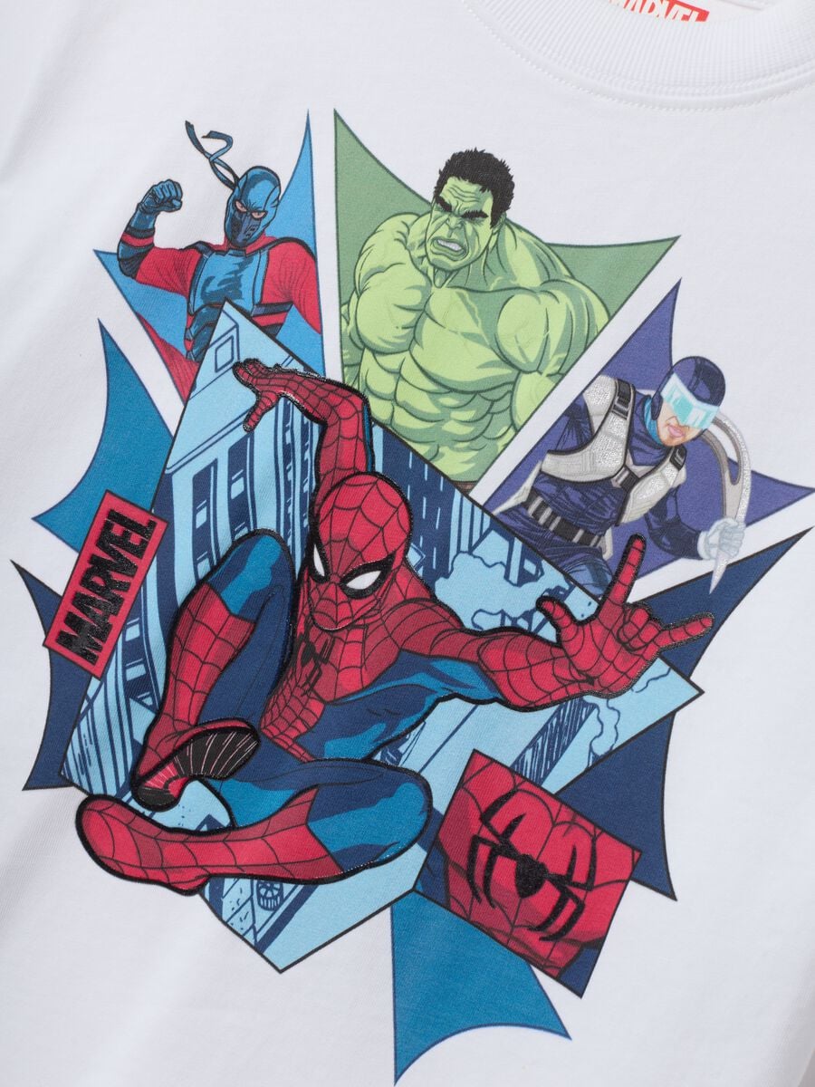 White oversized pure cotton Spider-Man print T-shirt for boys_3