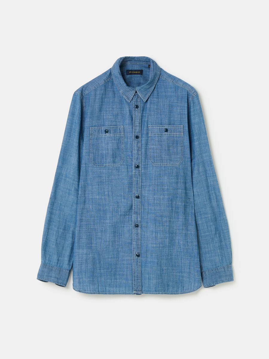 Chambray cotton shirt with pockets_3