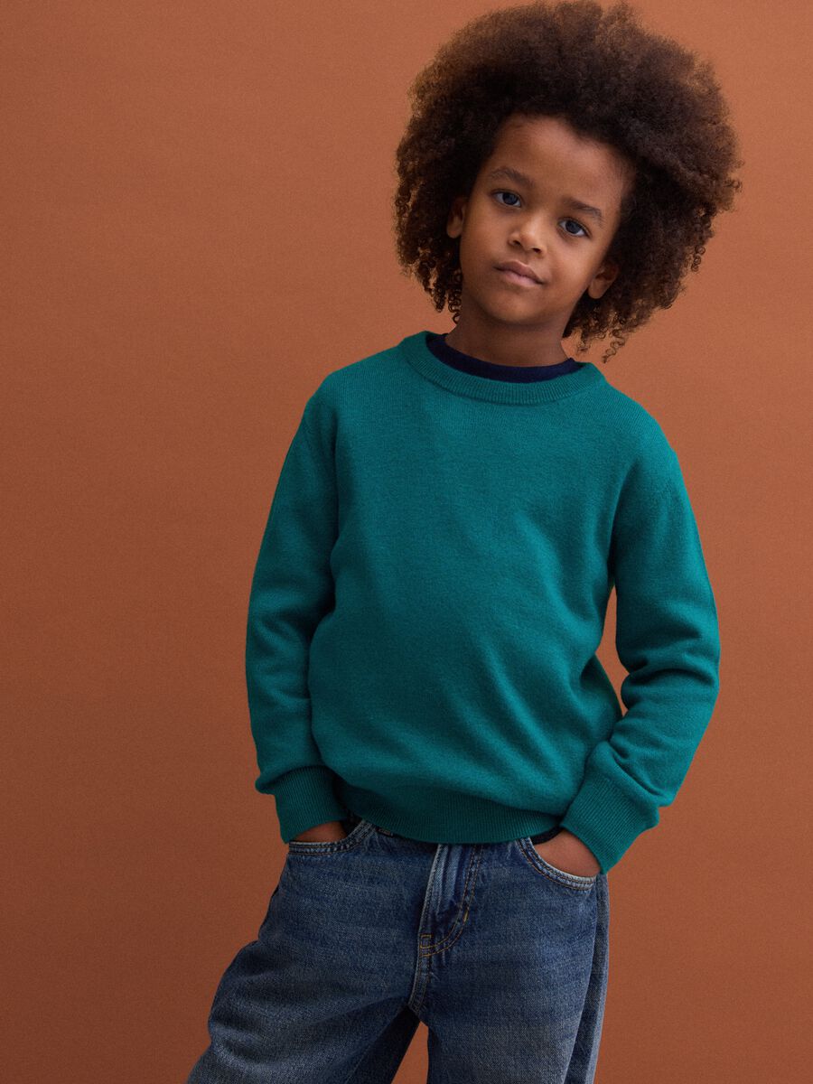 Green pure wool long-sleeve jumper, regular fit_0