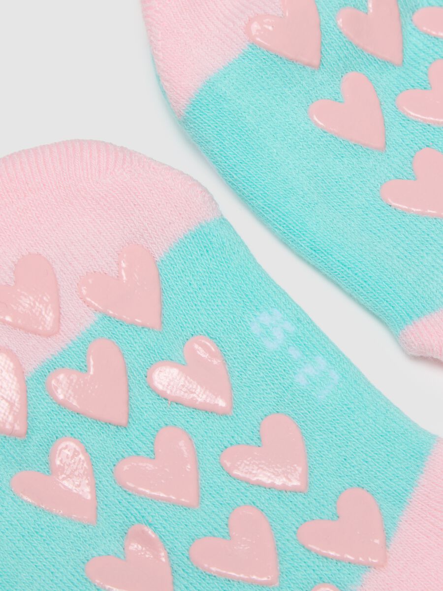 Multicolour cotton blend anti-slip socks for girls with prints_1
