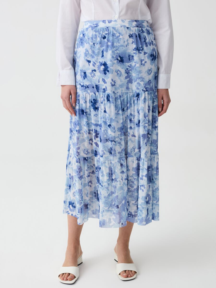 Long skirt in floral mesh_1