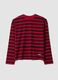 Red and blue striped crew-neck T-shirt in pure cotton, oversized fit_0