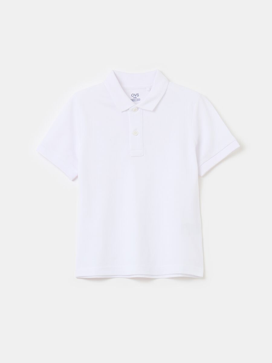 Solid colour cotton piquet polo shirt_0