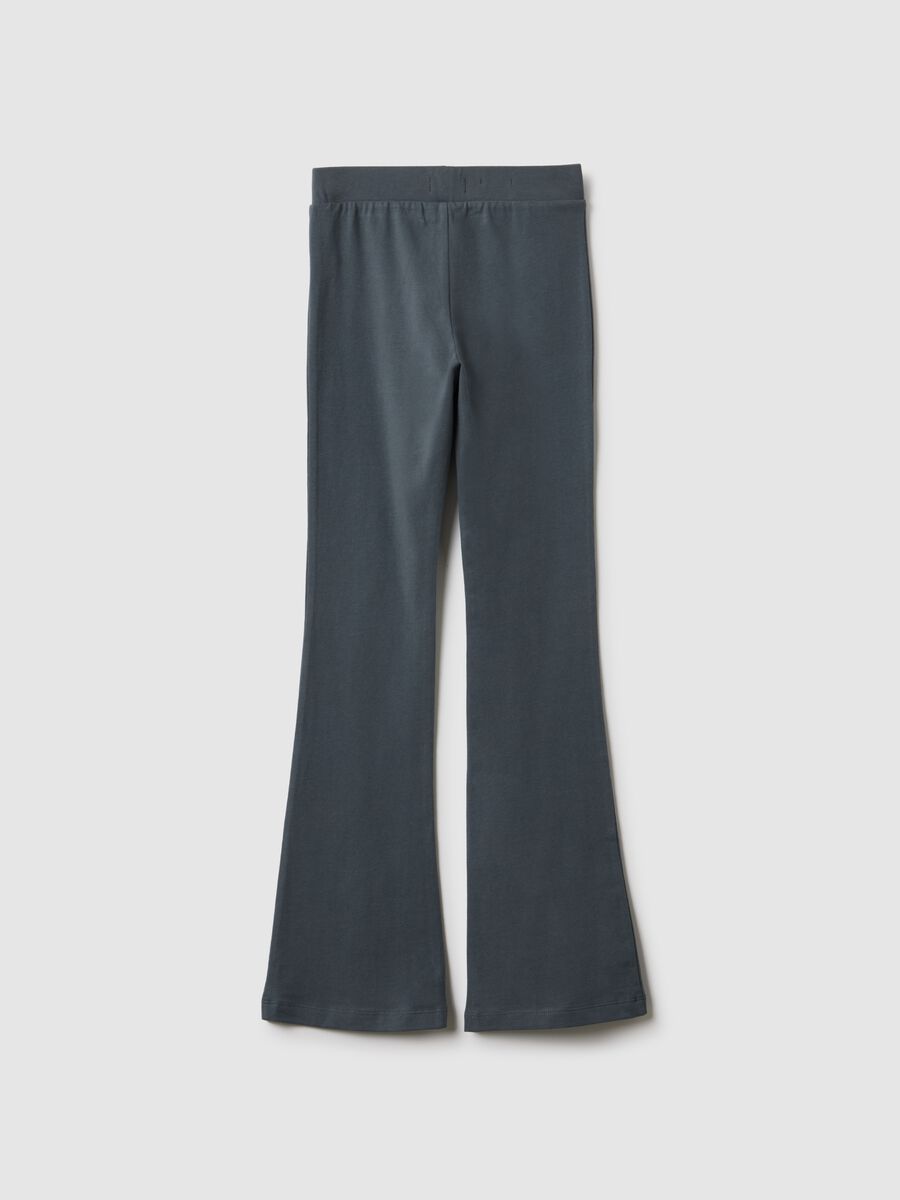 Girls' grey stretch cotton flare leggings_1