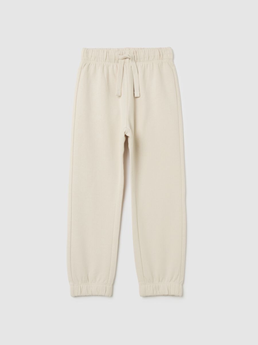 Kids' beige pure cotton joggers regular fit_0