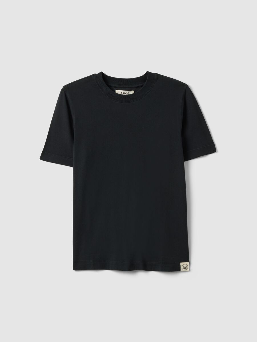 Black pure cotton crew neck t-shirt, regular fit_0