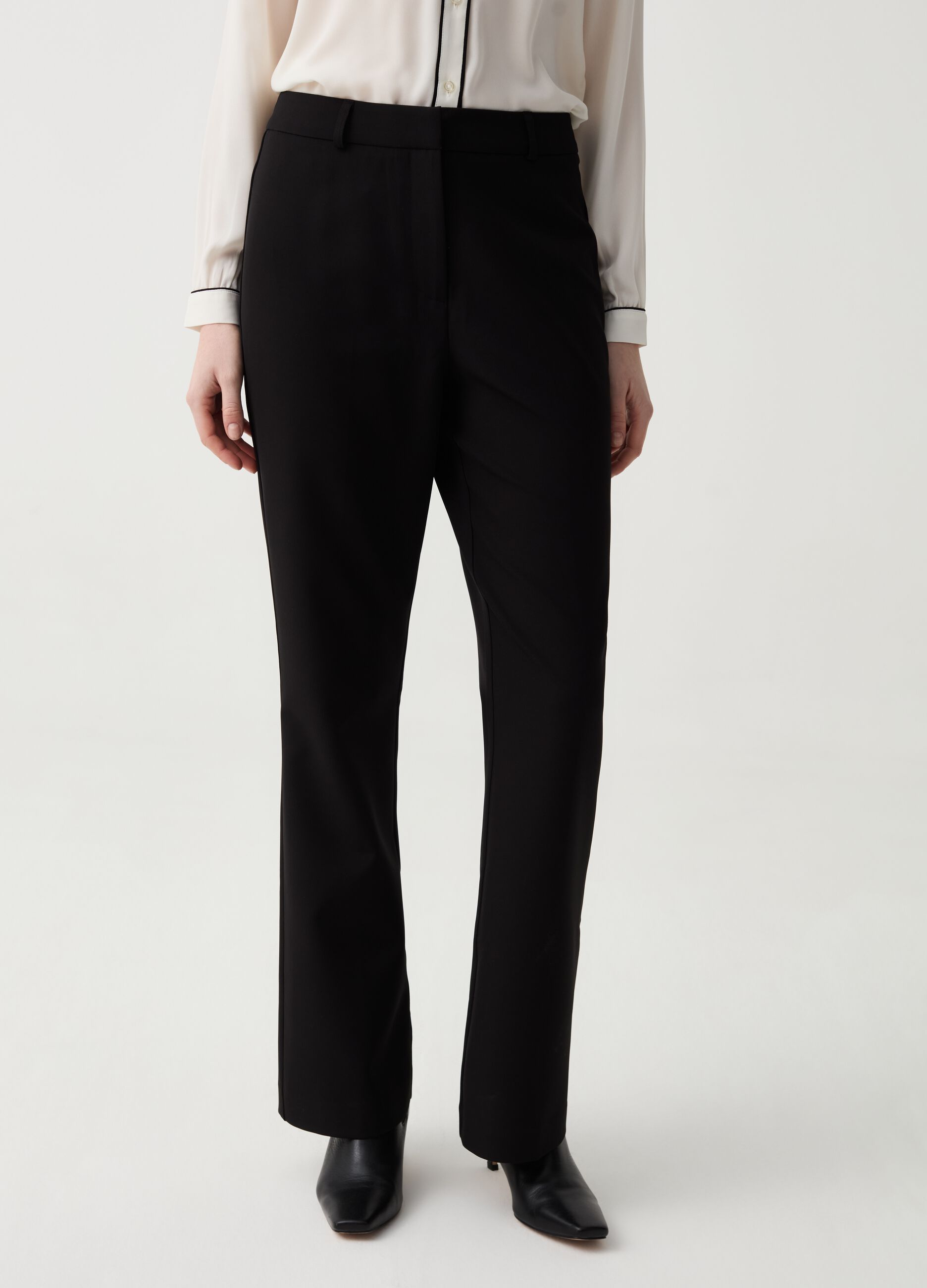 Stretch flare-fit trousers