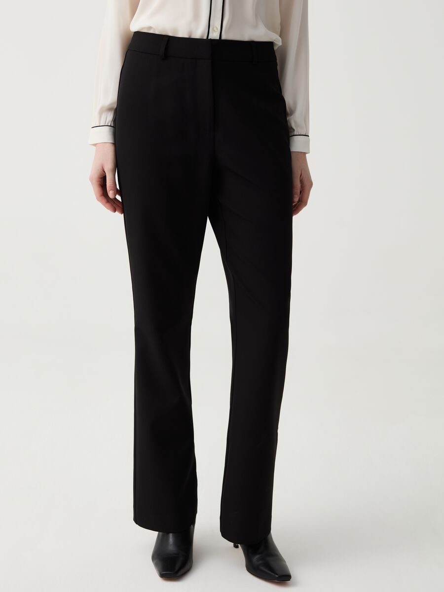 Stretch flare-fit trousers_1