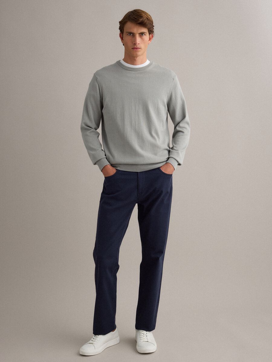 Grauer Pullover aus reiner Baumwolle Regular Fit_1