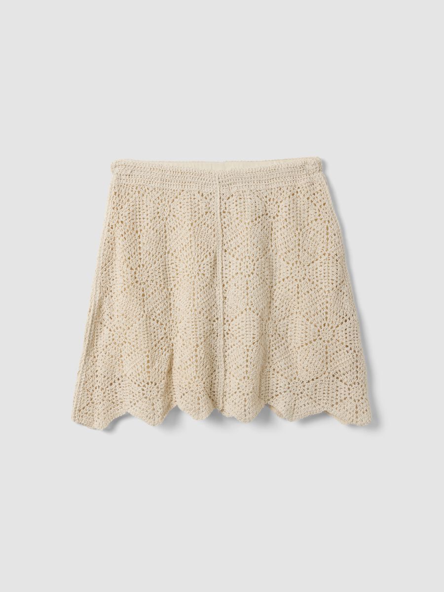 Beige crochet skirt in pure cotton, regular fit_0