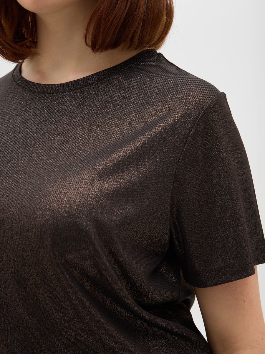 Regular fit metallic brown T-shirt_3