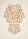 Beige pure viscose floral set with crew neck_0