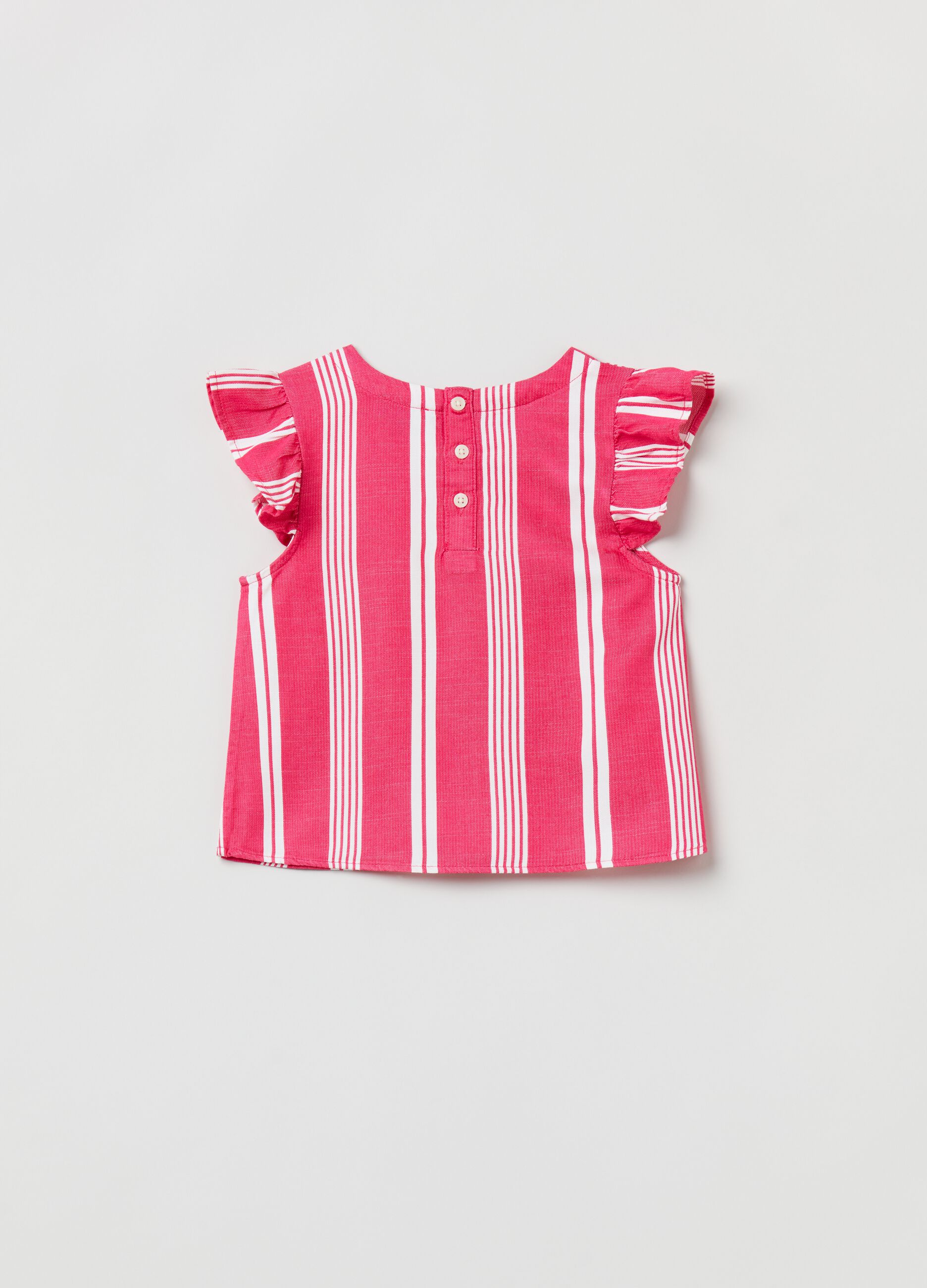 Blouse in striped cotton and viscose_1