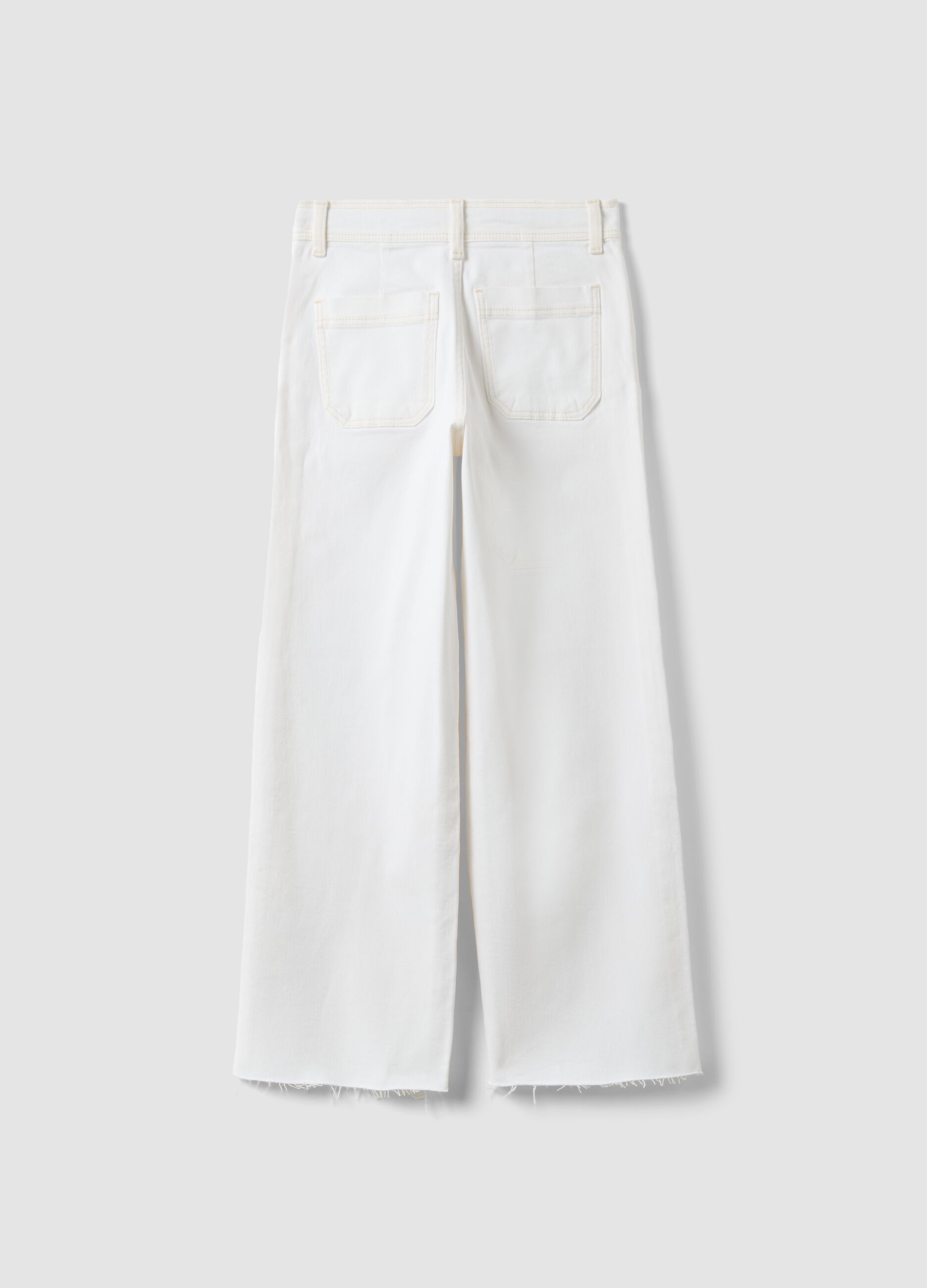 White Stretch Cotton Culotte Trousers for Girls