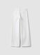White Stretch Cotton Culotte Trousers for Girls_4
