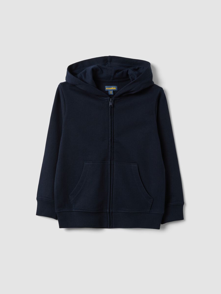 Blue hooded sweatshirt in pure organic cotton for boys, regular fit_0