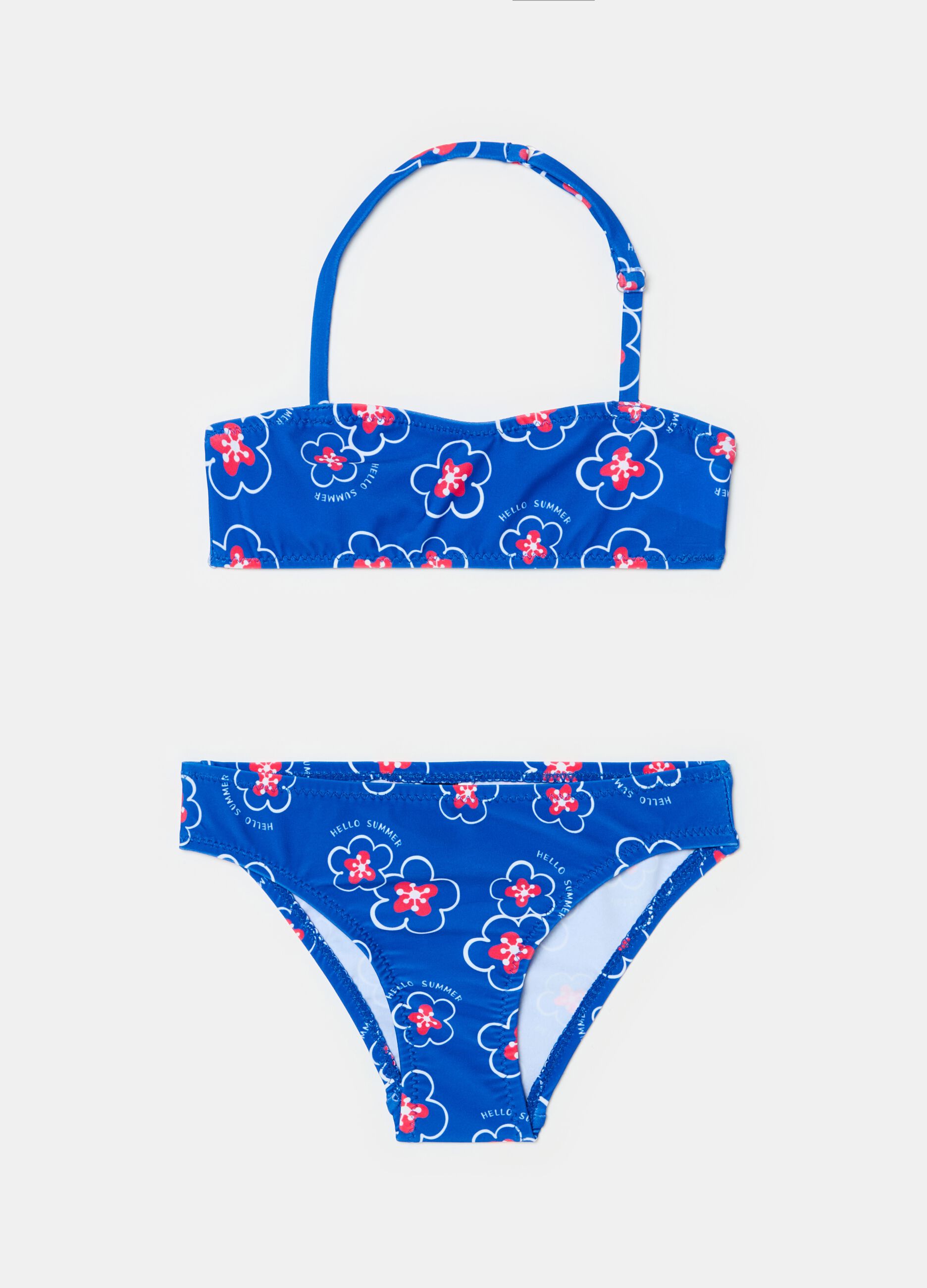 Bikini with flowers and lettering print