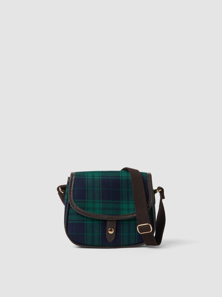 Multicolour stretch-fabric crossbody bag with tartan check_0