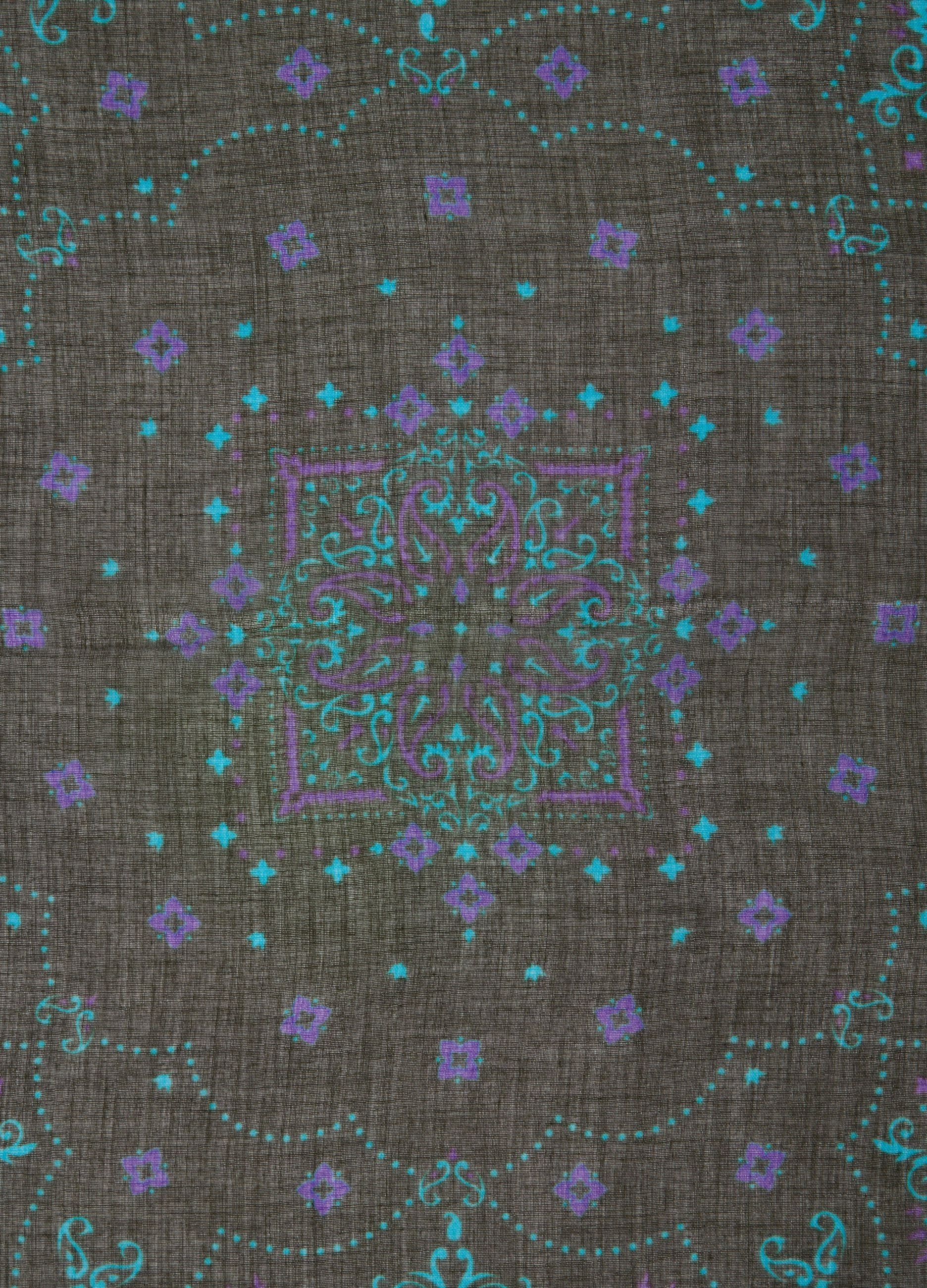 Green wool-blend paisley print scarf