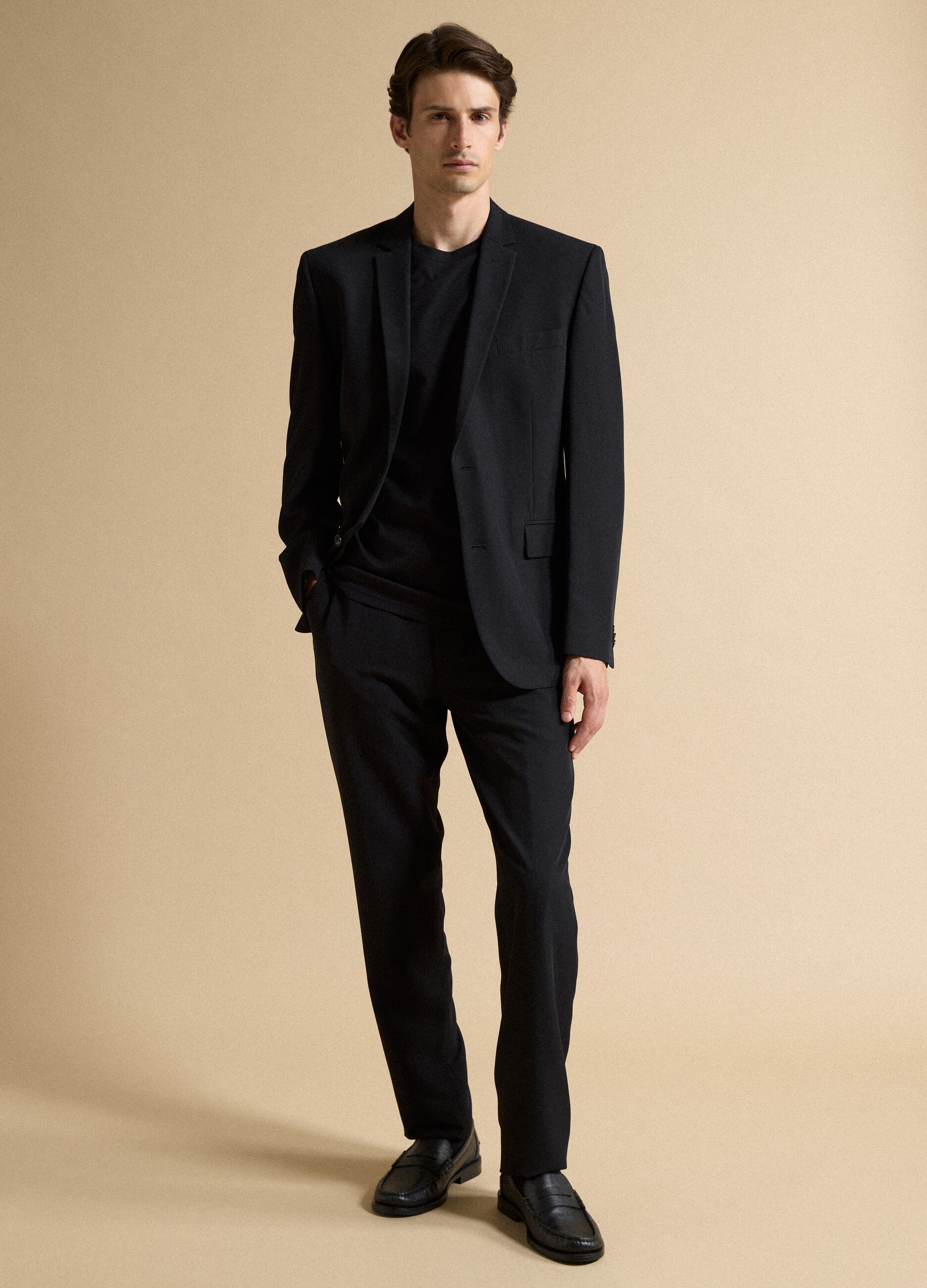 Pantaloni formali neri in viscosa elasticizzata slim fit