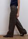 Pantaloni marroni wide leg in viscosa elasticizzata a quadri_3