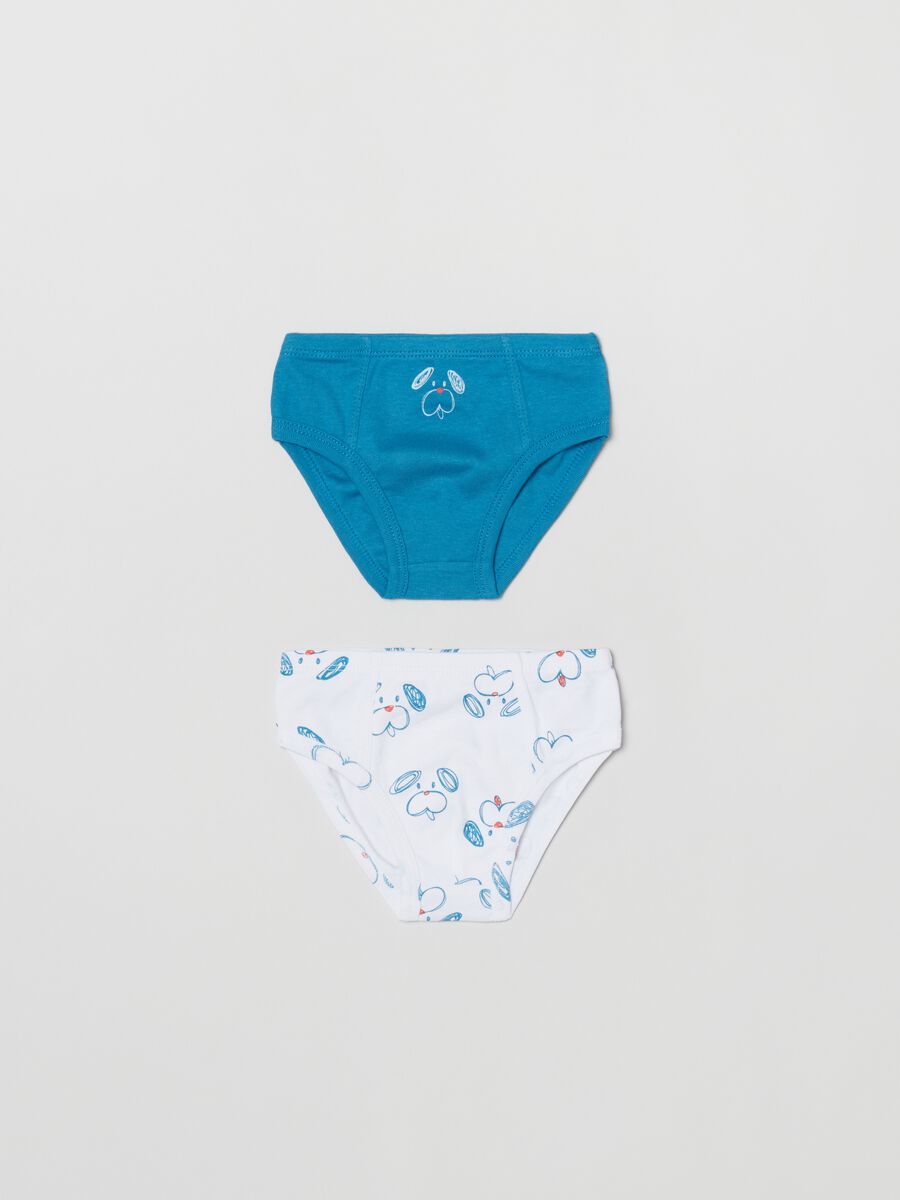 Two-pack cotton briefs with puppy print_0