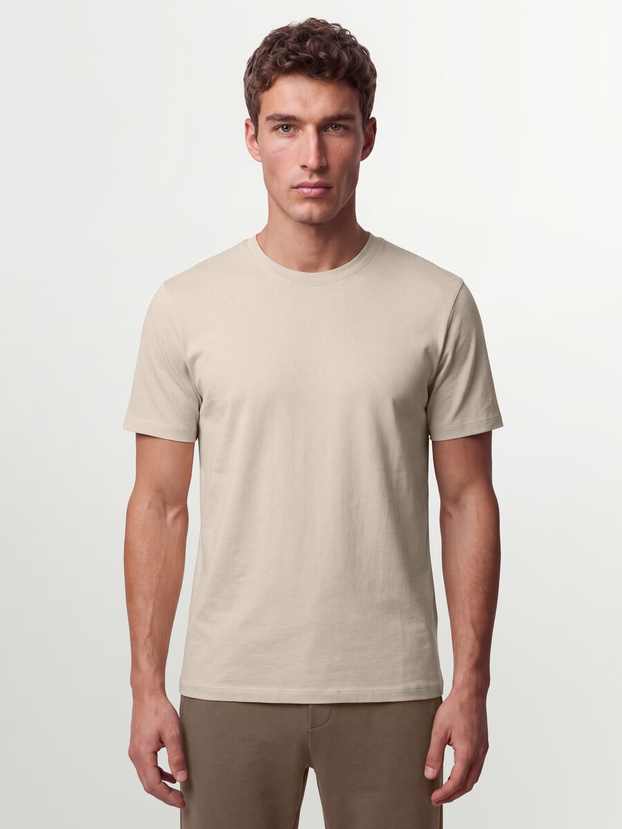 Beige organic cotton jersey T-shirt, regular fit_0