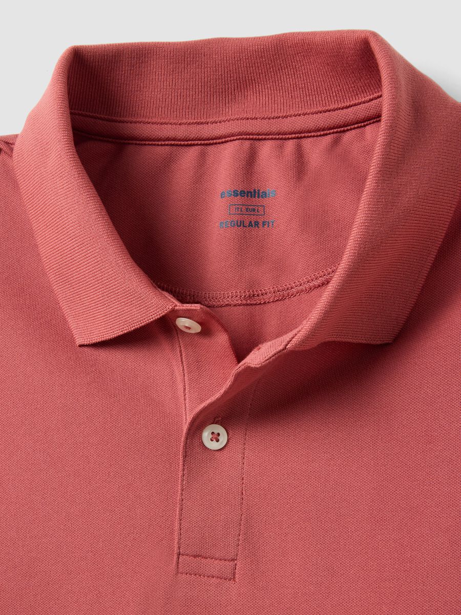 Red Stretch Cotton Blend Polo Regular Fit_5