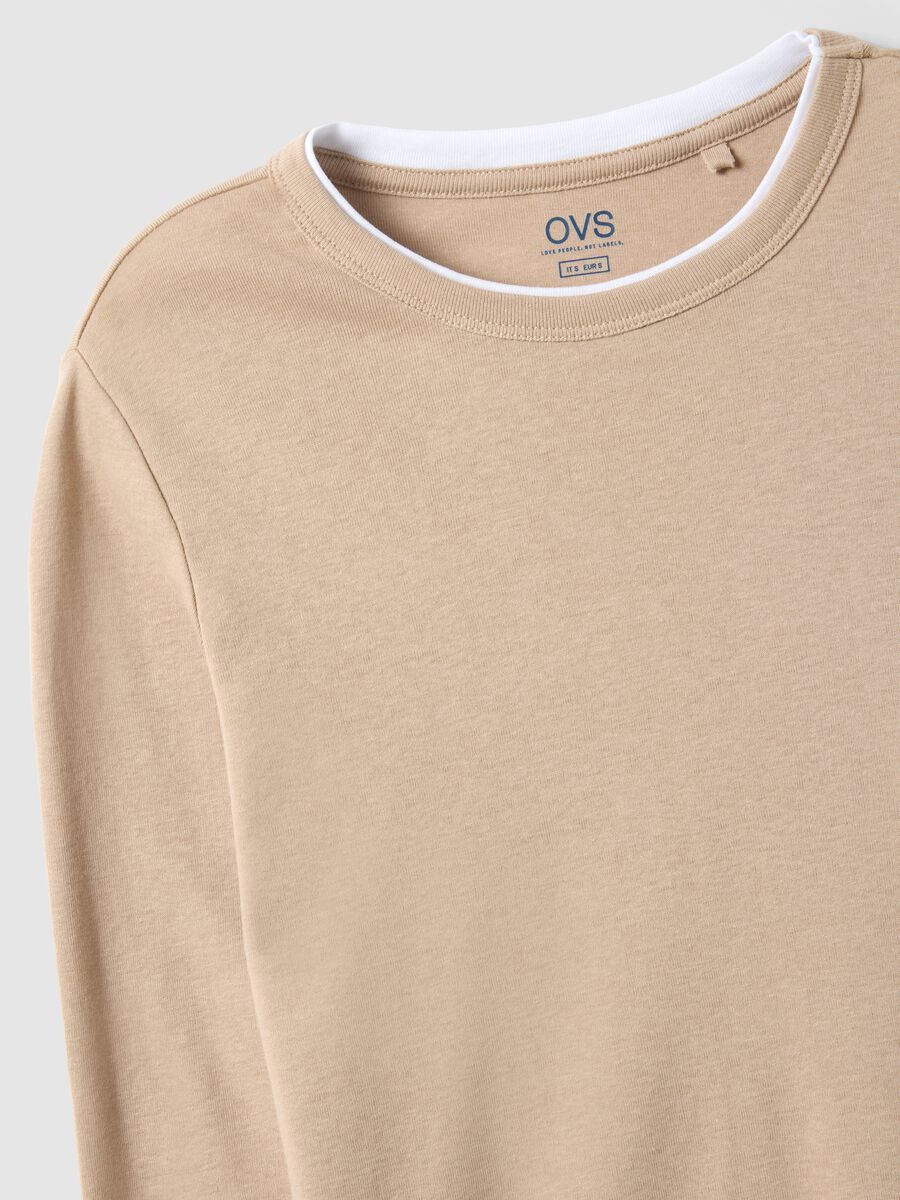Beige pure cotton long sleeve shirt regular fit_5