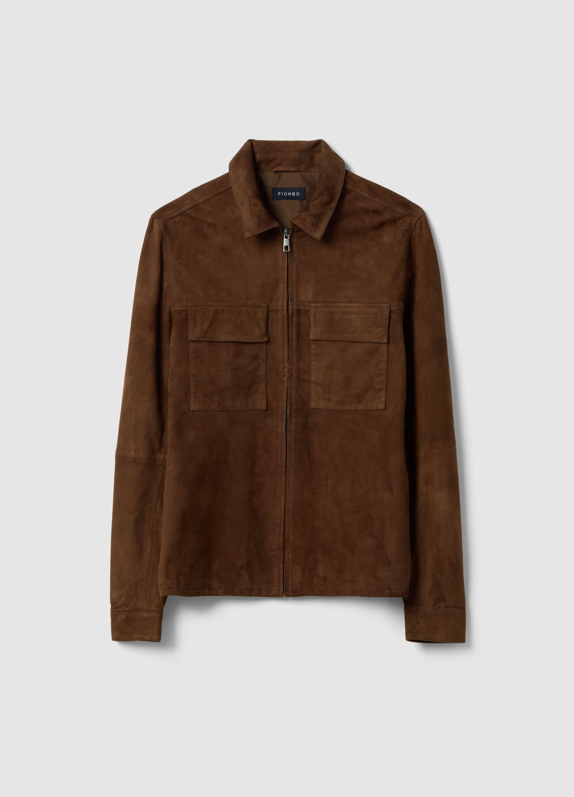 Leichte braune Echtlederjacke, regul&auml;re Passform mit Vollrei&szlig;verschluss