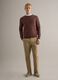 Brown cotton and linen crew neck pullover regular fit_1