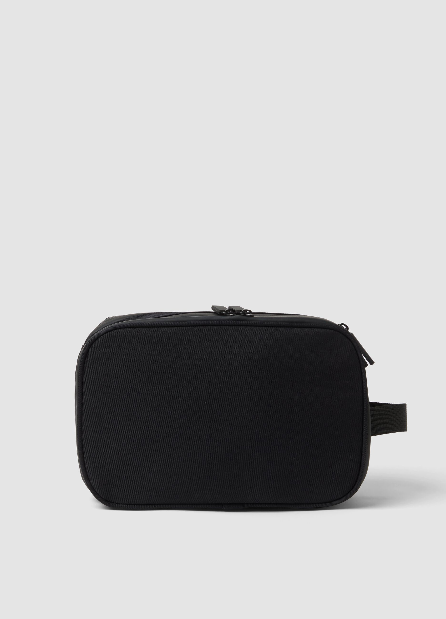 Black toiletry bag with double zip