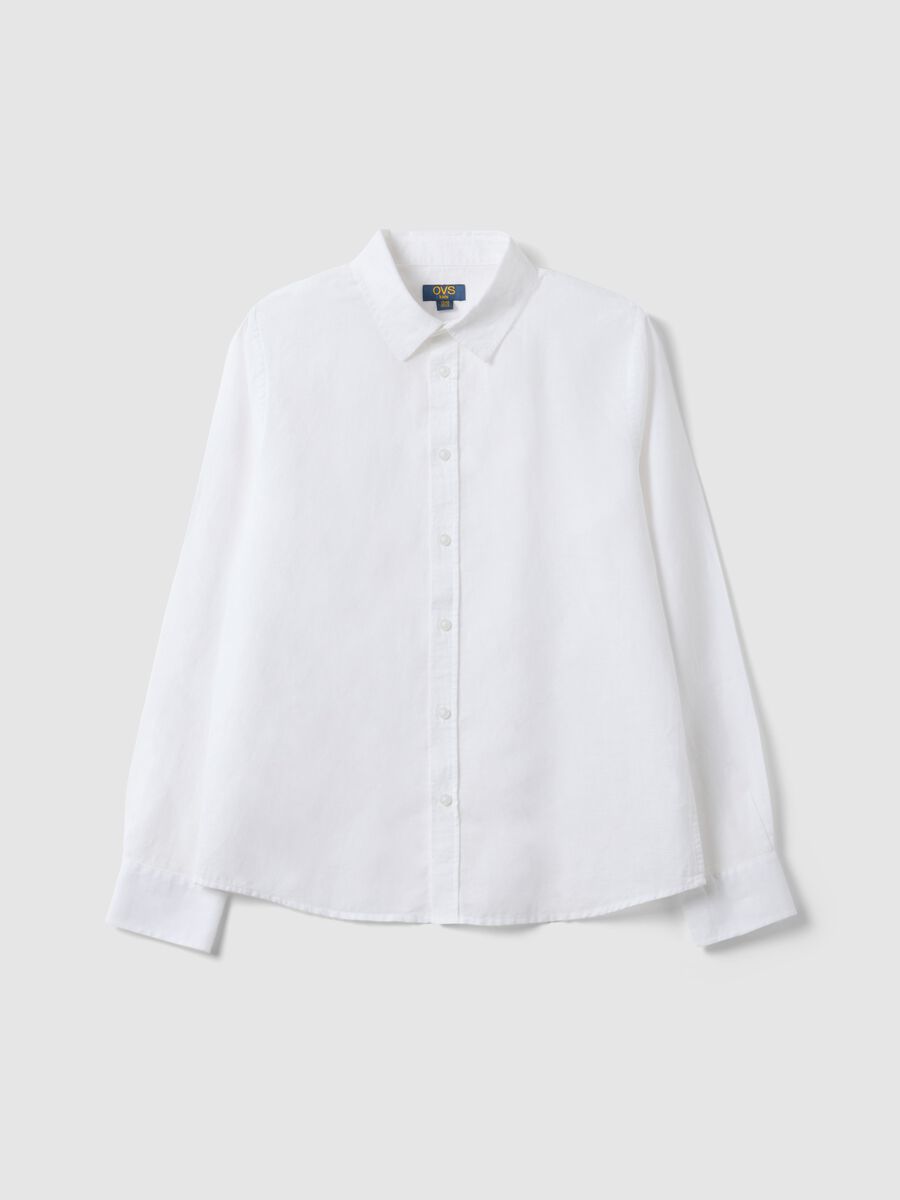 Boy's white cotton-linen blend shirt with regular fit_3