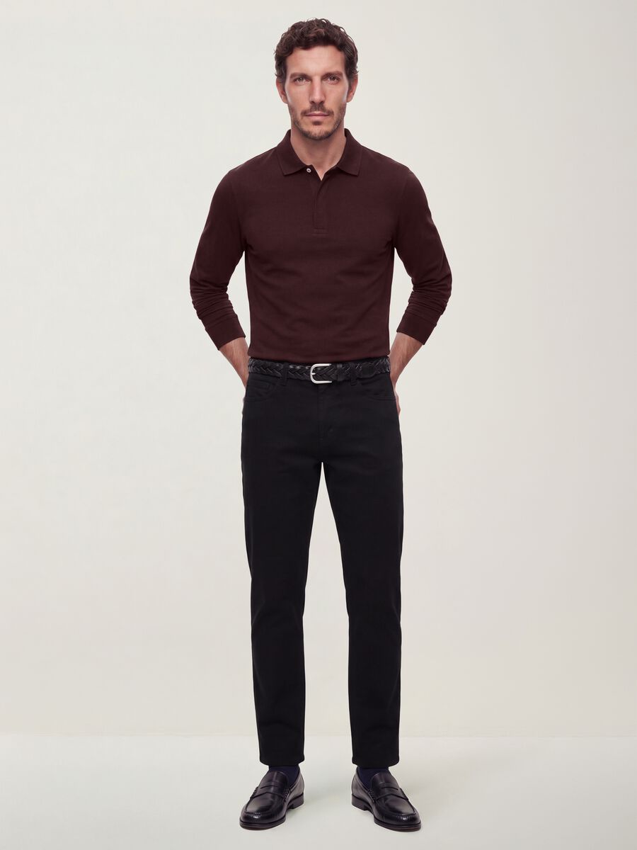 Black pure cotton five-pocket trousers_0