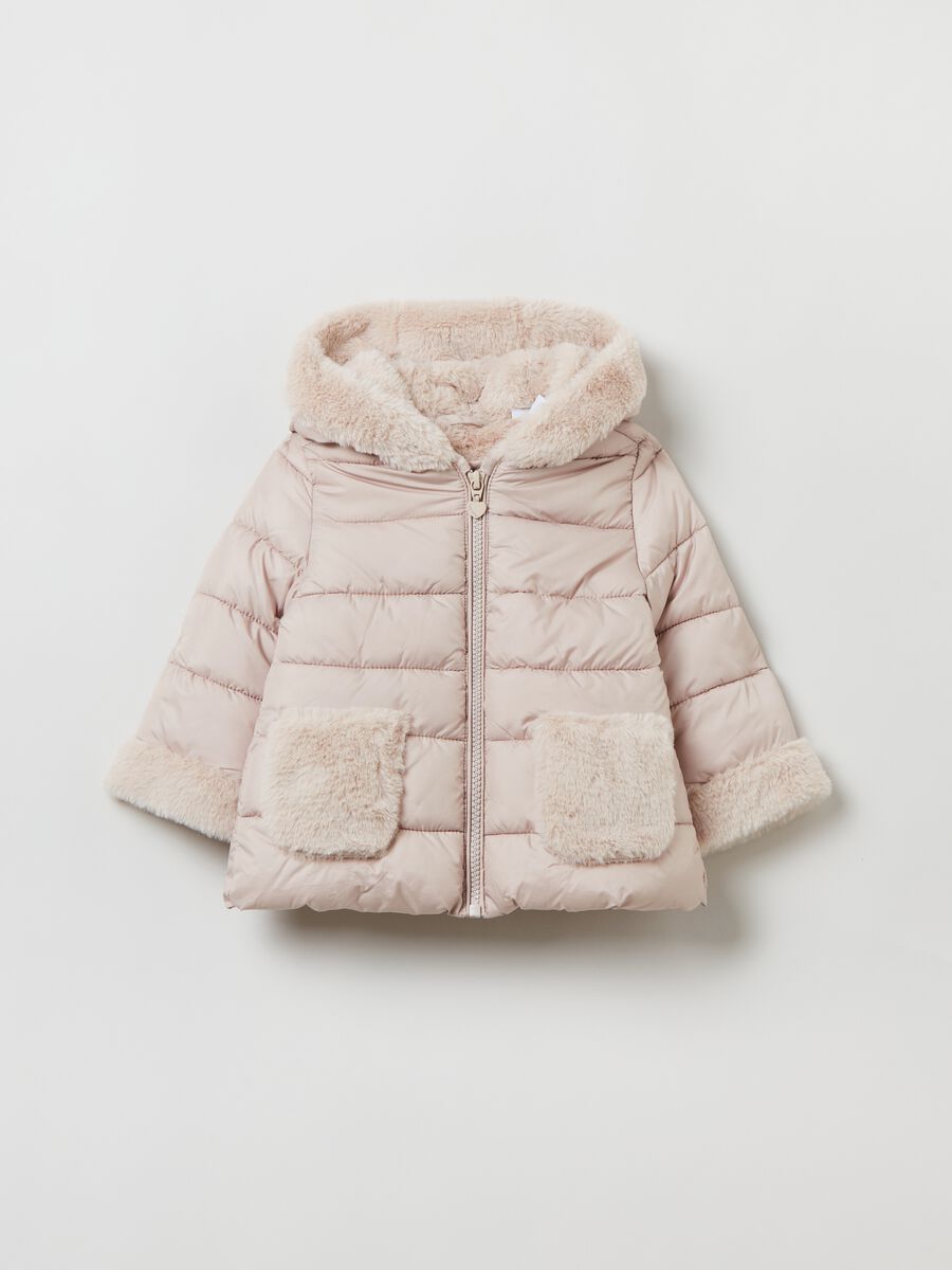 Down jacket with faux fur hood_0