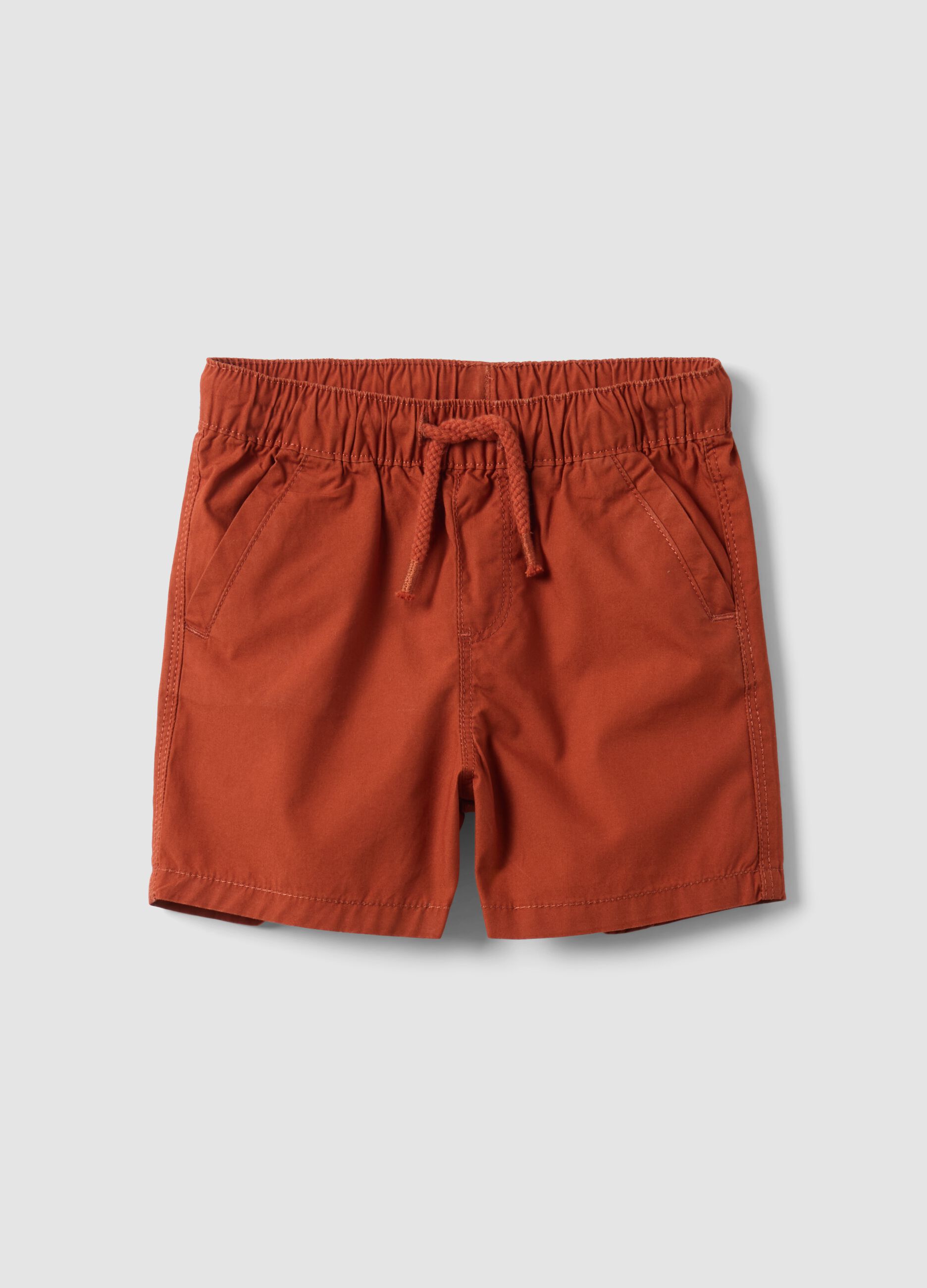 Orange Shorts aus reiner Baumwolle f&uuml;r Jungen, Regular Fit, mit Kordelzug