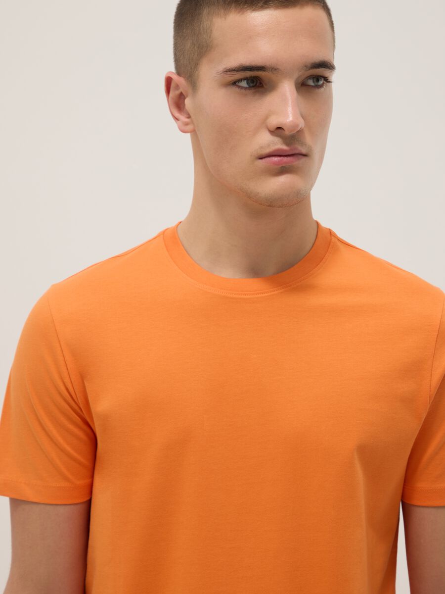Orange Pure Cotton Short Sleeve Regular Fit T-shirt_4
