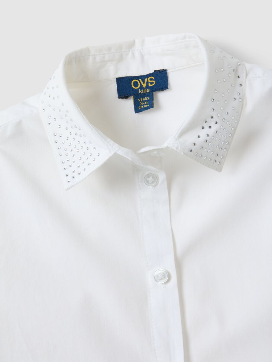 Camisa branca de menina com mangas compridas em algod&atilde;o puro_2