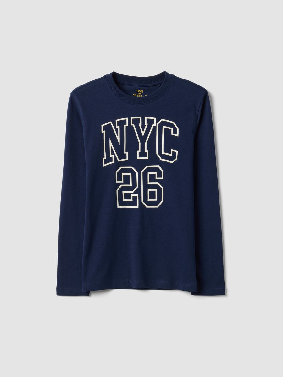 Blue organic cotton graphic print T-shirt for boys_0