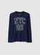 T-shirt azul em algod&atilde;o org&acirc;nico puro com estampado gr&aacute;fico para rapaz_3