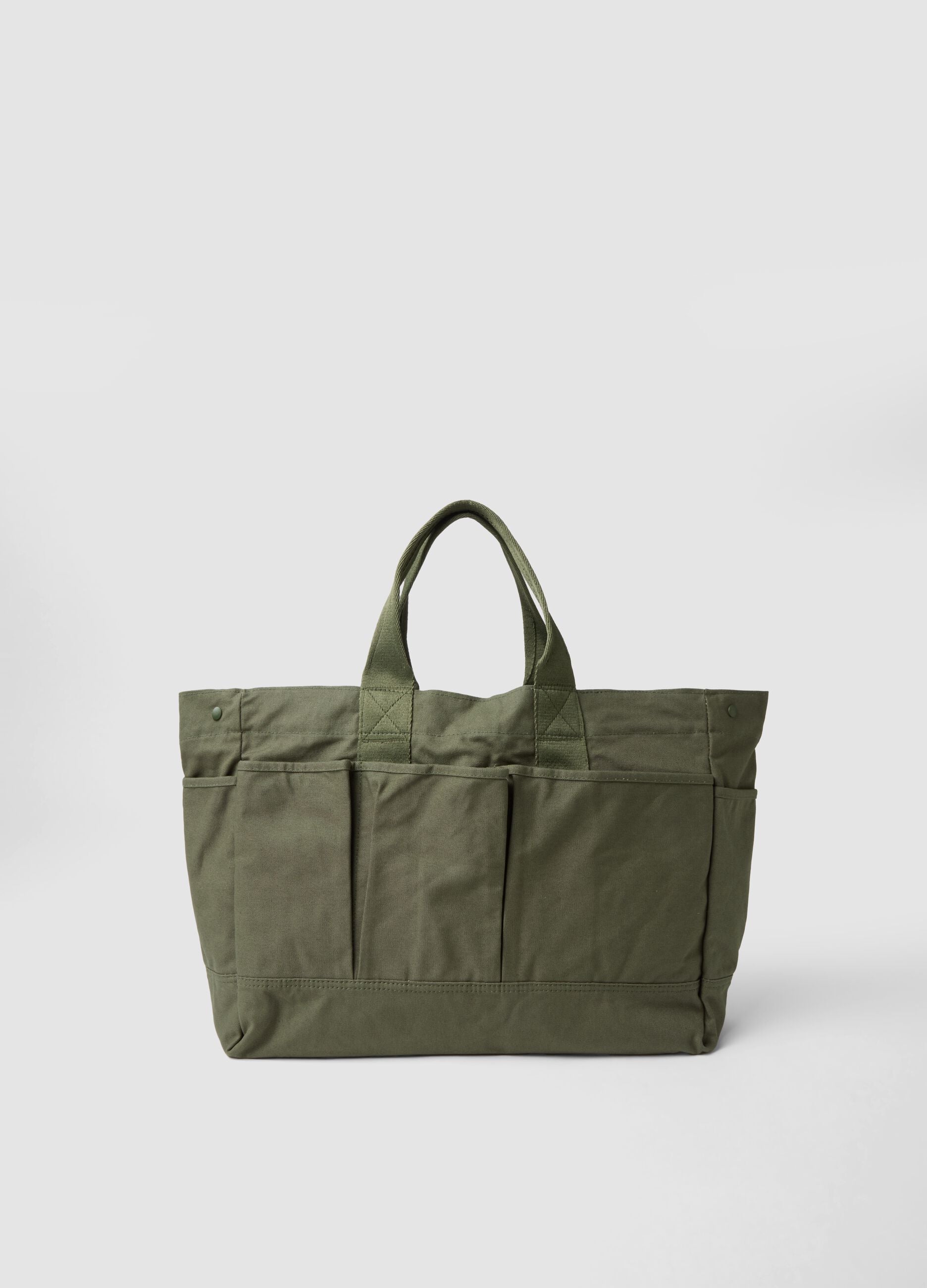 Green pure cotton sports bag with external pockets